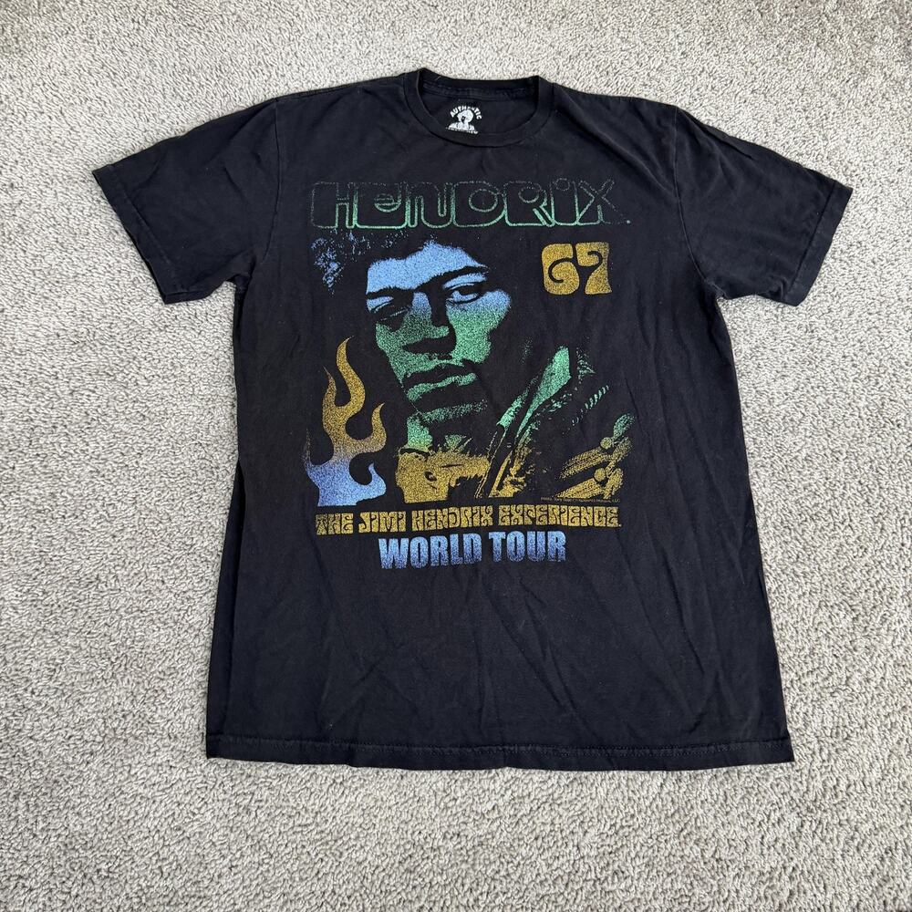Authentic Hendrix Jimi Hendrix Shirt Mens Medium Black 67 World Tour Graphic Tee